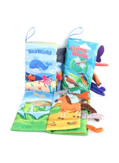 Generic Baby Baby Sea Land Air Tail Cloth Book Ocean Forest Flying Animals Palm Book Early Education Toy With Ring Paper-Color:4 Pages, 8 Sides Forest Tail With Sound Paper + Bb Barking  - Image 4