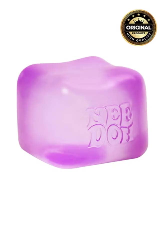 سكايلينغ Schylling NeeDoh Nice Cube Sensory Squeeze Toy, Super Solid Squish Stress Relief Cube, Returns to Shape for Endless Fidget Fun, Soft & Durable, 2.25 Inch Purple Cube - Image 1