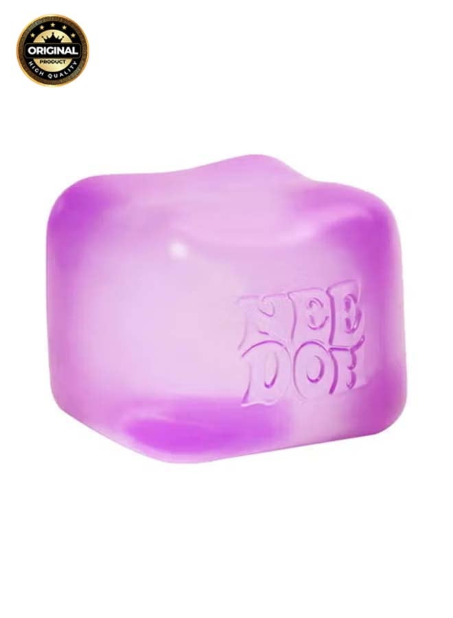 Schylling NeeDoh Nice Cube Sensory Squeeze Toy, Super Solid Squish Stress Relief Cube, Returns to Shape for Endless Fidget Fun, Soft & Durable, 2.25 Inch Purple Cube