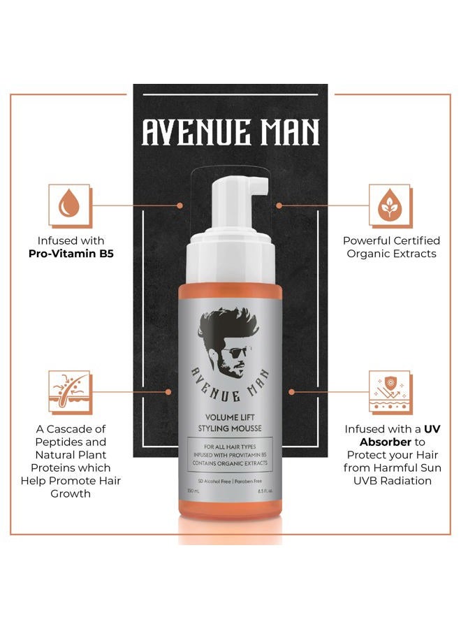 Avenue Man موس رفع الحجم (5.07 أونصة) - منتجات تصفيف الشعر للرجال - رغوة تثبيت قوية مع مستخلصات عشبية لجميع أنواع الشعر - خالية من الكحول والبارابين - Image 2