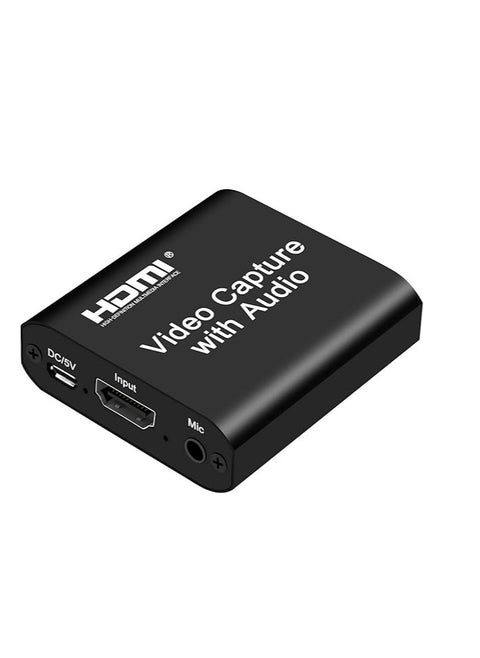 بطاقة التقاط الصوت والفيديو HDMI مع مخرج حلقي، USB 2.0 4K HD 1080P 60FPS HDMI بطاقة التقاط ألعاب الفيديو للبث المباشر لـ PS3/ PS4 / Xbox One/ DSLR/ كاميرات الفيديو/ كاميرا الحركة