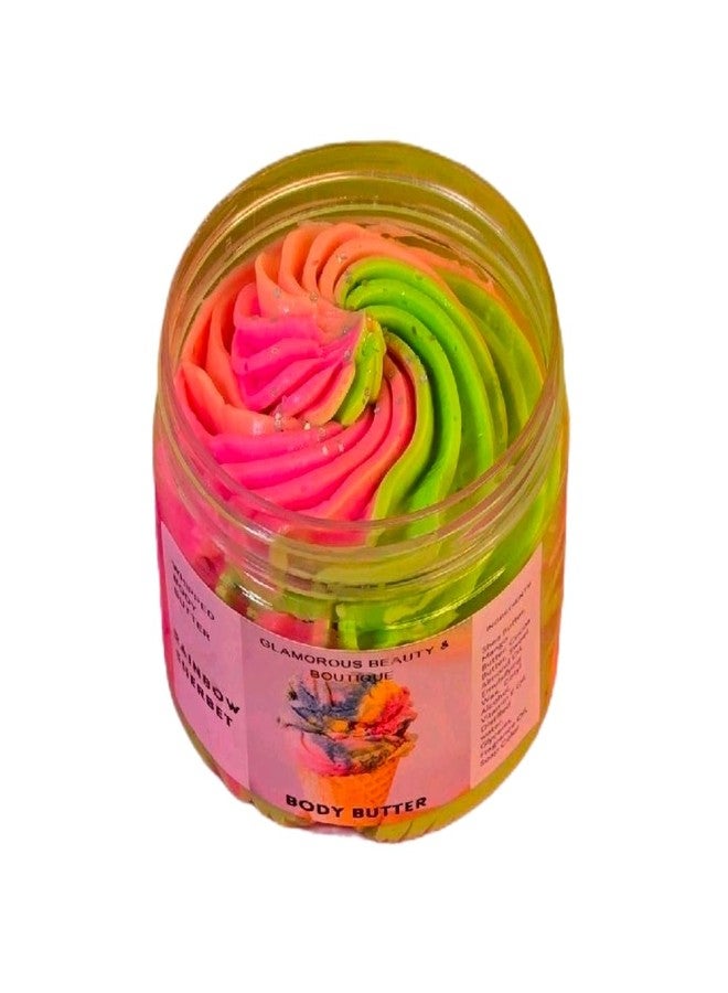 Rainbow Sherbet Whipped Body Butter. Handmade Shea & Mango Butter Body Frosting. All Natural Non Greasy Body Moisturizer (4 oz) - Image 1