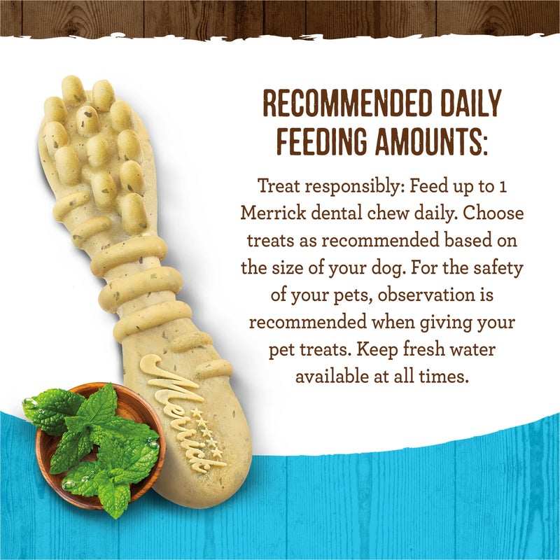 Merrick Fresh Kisses Natural Dental Chews Toothbrush Shape Treat Infused With Real Mint Medium Dogs - 30 ct. Box - Image 5