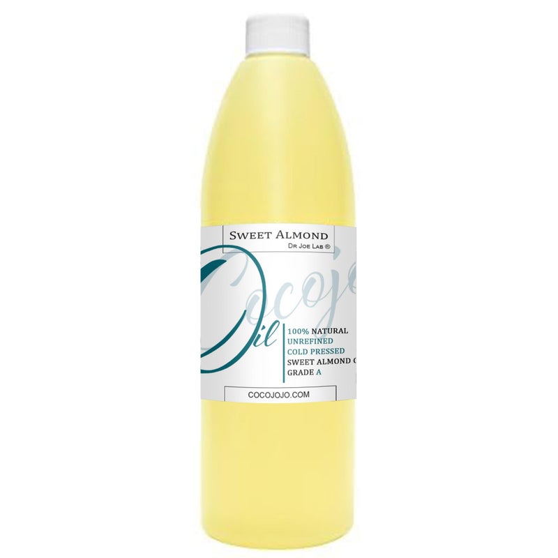 cocojojo Sweet Almond Oil  16 oz  Pure Unrefined Cold Pressed Non GMO Vegan Natural Bulk Carrier Oil Skin Hair Face Body Nails Cuticles DIY Formulation Soap Making Essential Oils  Packaging May Vary