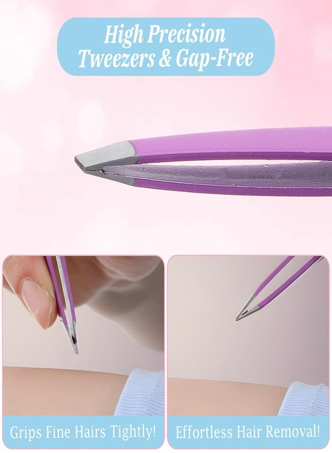 Quilax 16 Pcs Slanted Eyebrow Tweezers Bulk Stainless Steel Tip Precision Tweezer - Image 4