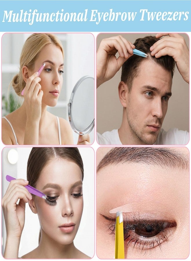 Quilax 16 Pcs Slanted Eyebrow Tweezers Bulk Stainless Steel Tip Precision Tweezer - Image 5