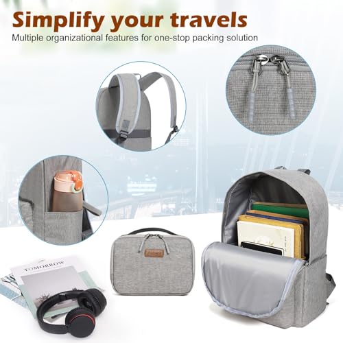 Aklsvion ABS+PC Carry on Luggage set with backpack 3 Pcs suitcace with Spinner wheels TSA Lock 20-In hardshell Lightweight Luggage set(Grey) - Image 4