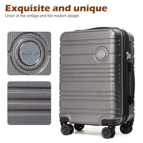 Aklsvion ABS+PC Carry on Luggage set with backpack 3 Pcs suitcace with Spinner wheels TSA Lock 20-In hardshell Lightweight Luggage set(Grey) - Image 5