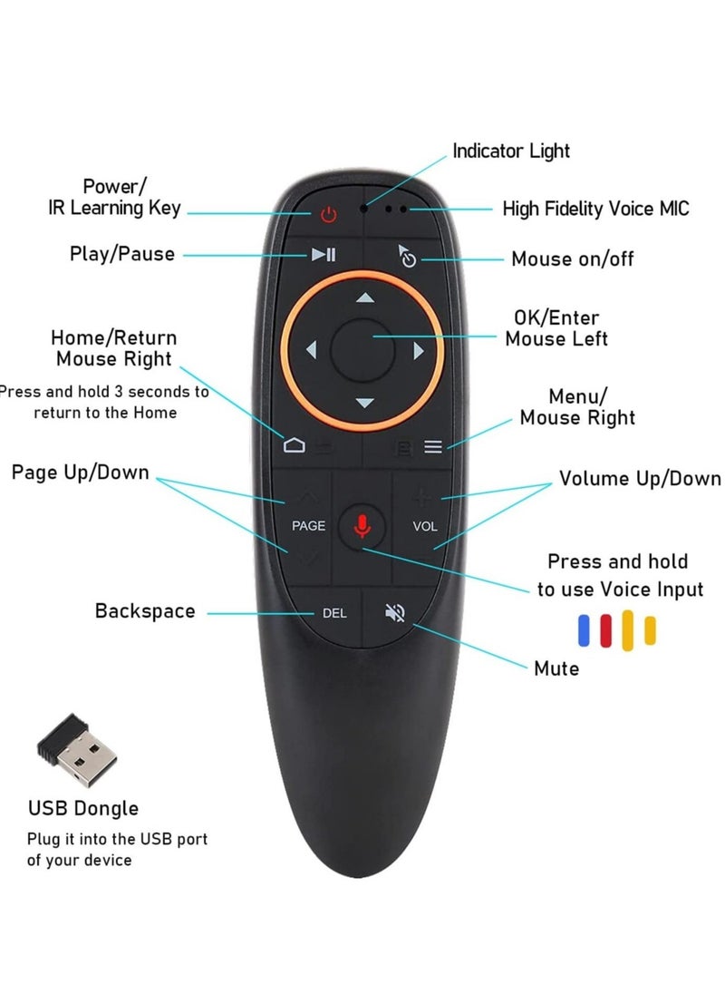 Generic - Remote Air Mouse Remote, 2.4G RF Wireless Remote Control with 6 Axis Gyroscope and IR Learning, Air Fly Mouse with Voice Input for Android TV Box/PC/Smart TV/HTPC/Projector - Image 1