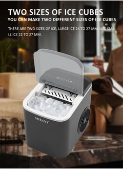 sokany Ice Maker,12 Kg/24 Hours, 9 Pcs Ready In 6 Mins, One-touch Cleaning, 20°C Ice Capacity Daily, 1.3L Water Tank Storage, Bullet Ice Cube Shape, Water Shortage Indicator, Self- Cleaning, Two Size Ice Cube,Scoop Included ,SK-03038  - Image 4
