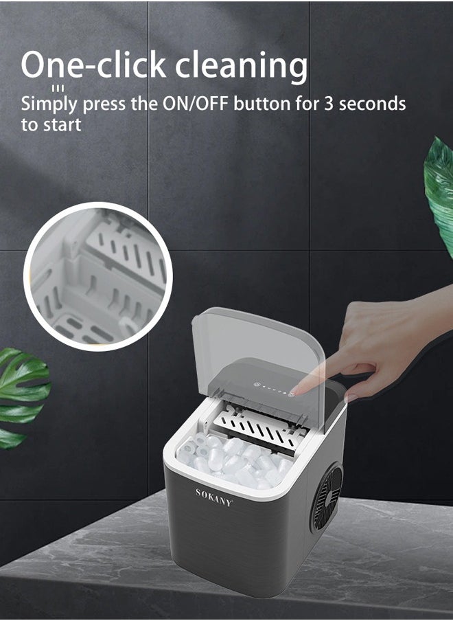 sokany - Ice Maker,12 Kg/24 Hours, 9 Pcs Ready In 6 Mins, One-touch Cleaning, 20°C Ice Capacity Daily, 1.3L Water Tank Storage, Bullet Ice Cube Shape, Water Shortage Indicator, Self- Cleaning, Two Size Ice Cube,Scoop Included ,SK-03038 - Image 1