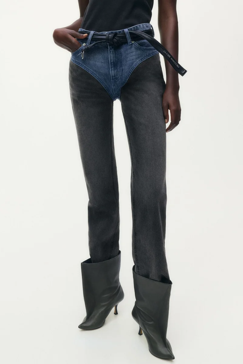 H&M Two-tone straight-leg jeans