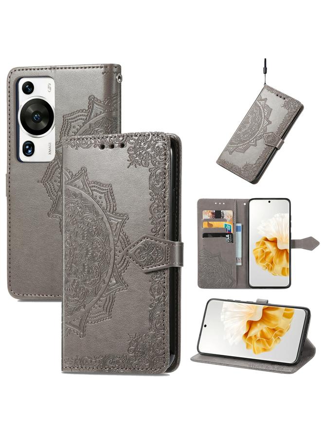 Zaboon Case For Huawei P60 Pro Mandala Flower Embossed Leather Phone Case - Image 1
