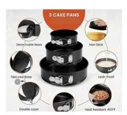 XilaMagic Round NonStick Cake Pan Mould Set of 3 - Image 5