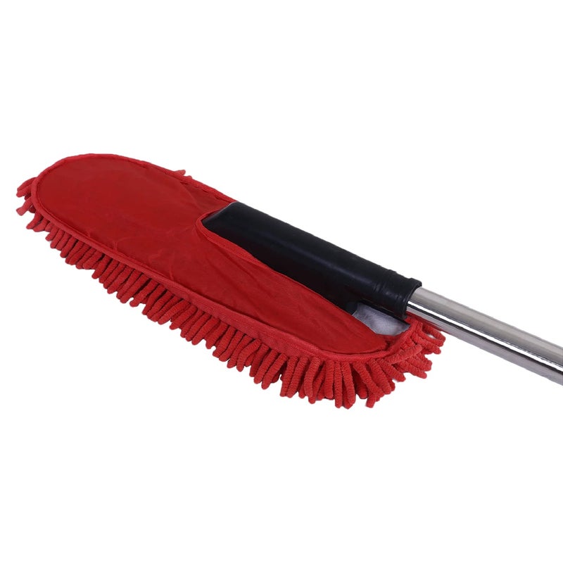 Kuber Industries Microfiber Washable Hand DusterStainless Steel Detachable Handle with Cleaning Brush for Car House Clean Red - Image 2