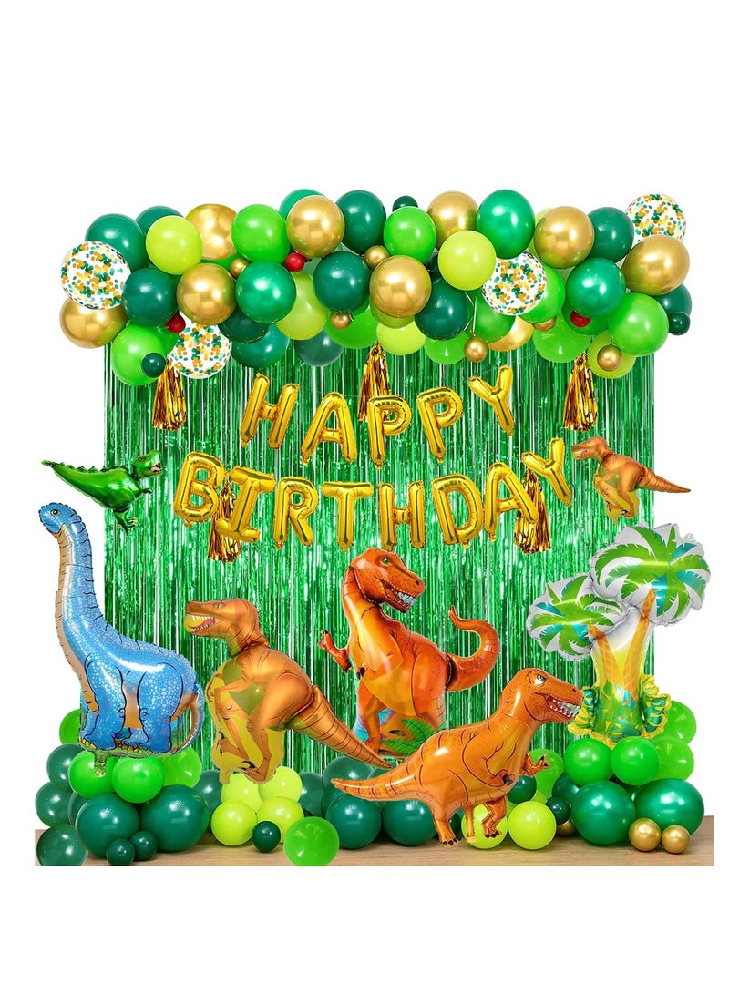 Excefore Dinosaur Balloon Arch Kit, 143PCS Balloons Ribbon And Dot Glue, Jungle Themed Birthday Party Decorations, Dinosaur Balloons Garland, Dinosaur Themed Balloons Arch Kit For Kids Boys Dino - Image 1