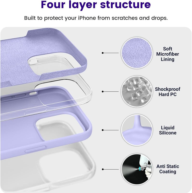 OTOFLY Designed for iPhone 14 Pro Max Case, Silicone Shockproof Slim Thin Phone Case for iPhone 14 Pro Max 6.7 inch (Light Purple) - Image 3