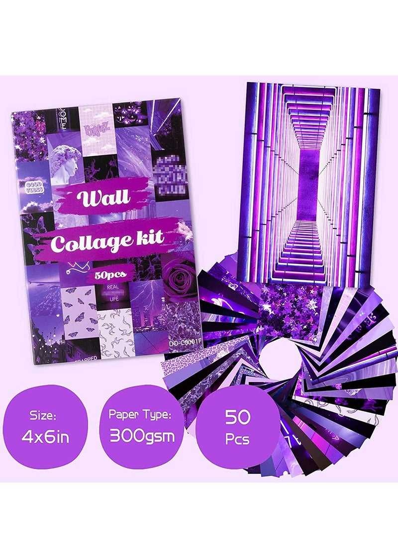 KASTWAVE 50PCS Purple Aesthetic Picture for Wall Collage, 50 Set 4x6 inch, Neon Collage Print Kit, Warm Color Room Decor for Girl, Wall Art Prints for Room Dorm Photo Display VSCO Posters for Bedroom - Image 3