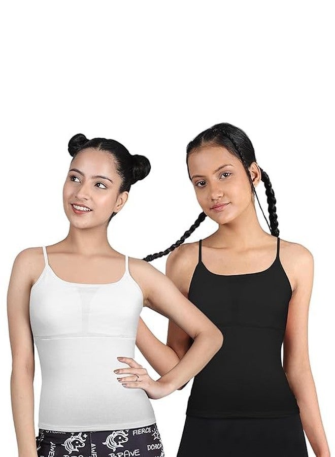Hivata Women Sameej Baby Girls Soft Cotton Printed Vest Inner Wear for Infants Sando Vest Kids Toddler Camisole Baniyan Black & White Color Vest Combo (Pack of 2) (X-Large (16-18 Year)) - Image 1