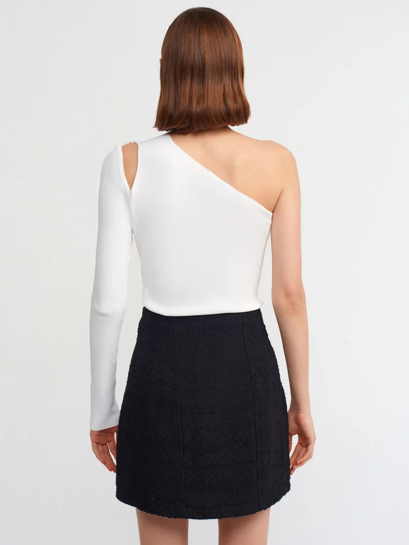 ديلفين 10328 Right Shoulder Open Single Sleeve Sweater-Ecru