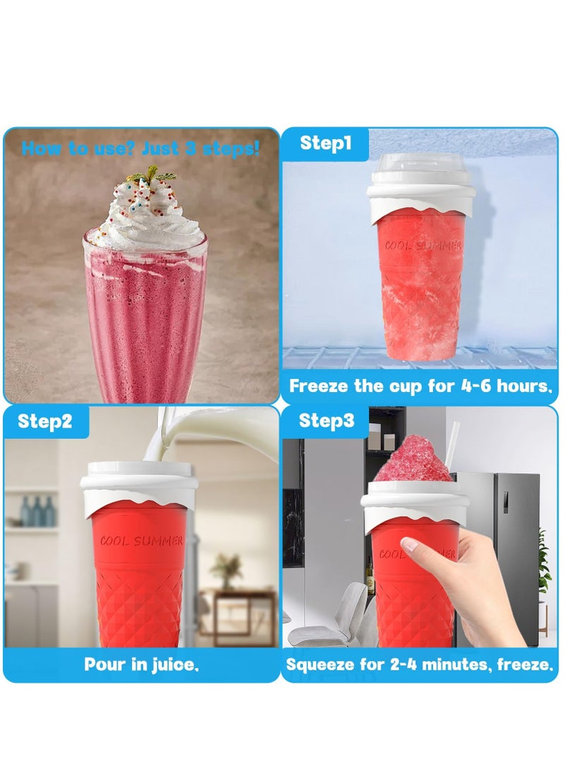 SOLARAE 2Pcs Slushie Maker Cup, Quick Frozen Magic Cup Silicone Slushy Cup 500ml Smoothies Squeeze Cup with Lid for Cola, Milk Shake, Fruit Juice - Image 5