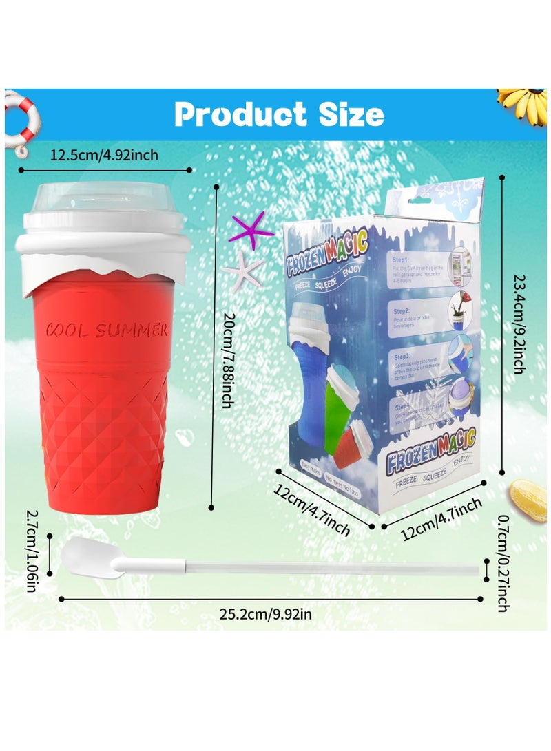 SOLARAE 2Pcs Slushie Maker Cup, Quick Frozen Magic Cup Silicone Slushy Cup 500ml Smoothies Squeeze Cup with Lid for Cola, Milk Shake, Fruit Juice - Image 2