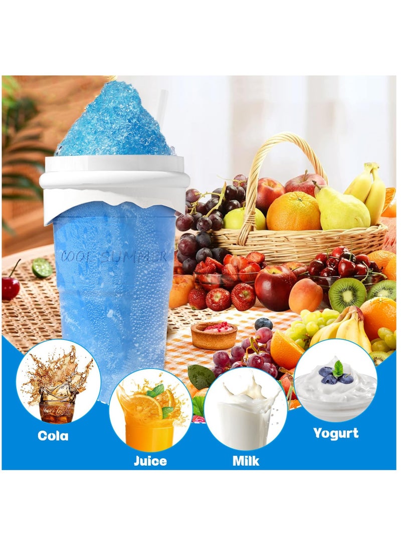 SOLARAE 2Pcs Slushie Maker Cup, Quick Frozen Magic Cup Silicone Slushy Cup 500ml Smoothies Squeeze Cup with Lid for Cola, Milk Shake, Fruit Juice - Image 4