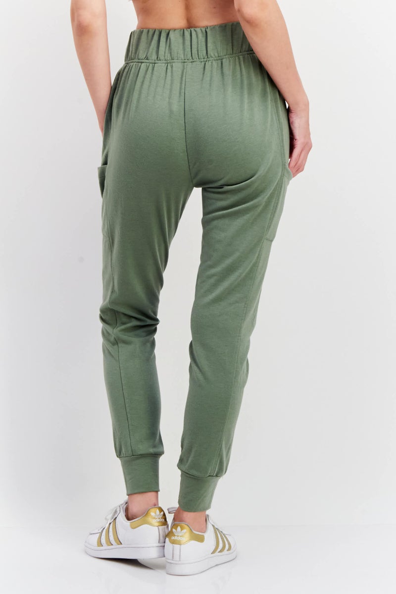 Weatherproof Women Regular Fit Solid Jogger Pant, Dark Olive - Image 2