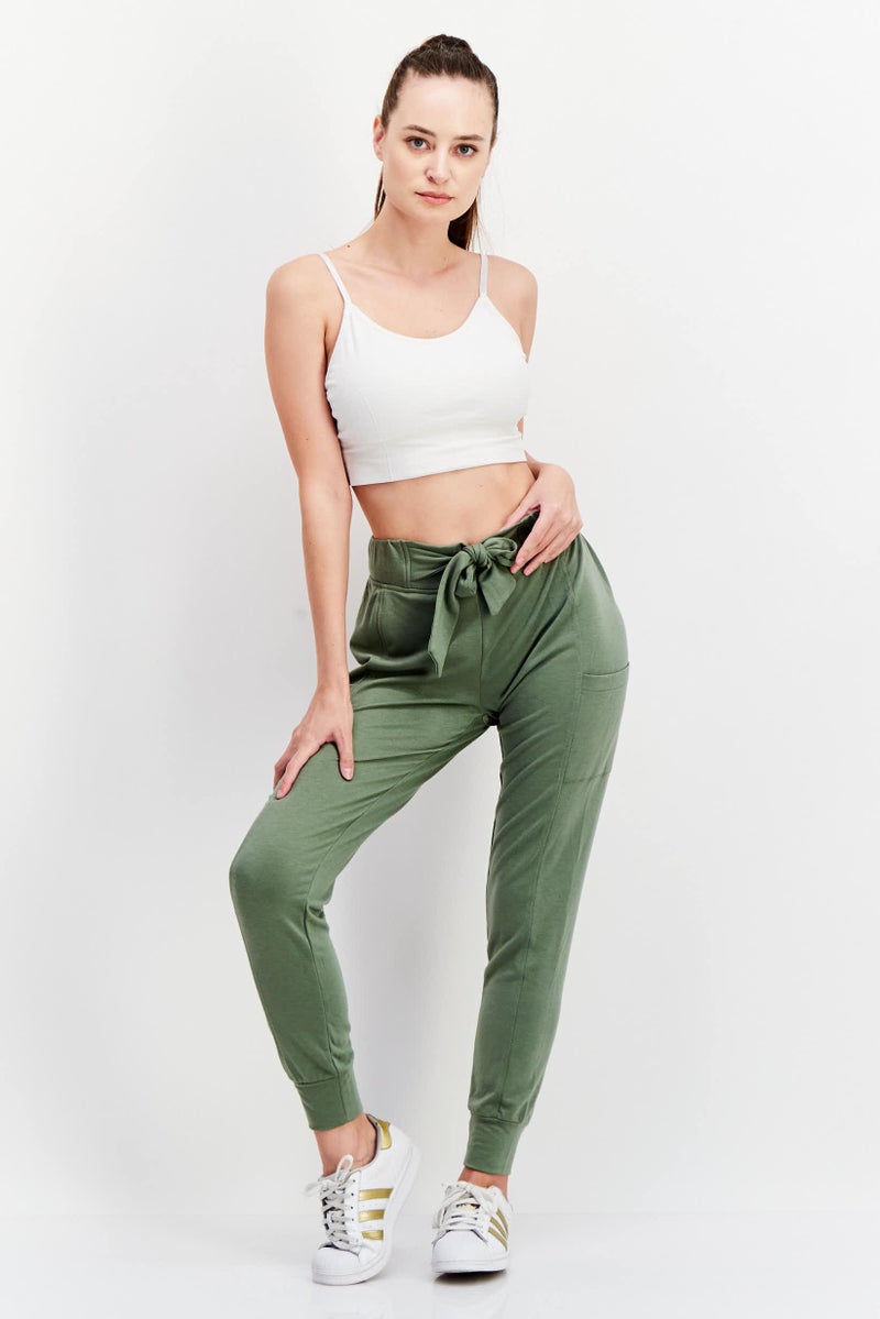 Weatherproof Women Regular Fit Solid Jogger Pant, Dark Olive - Image 2