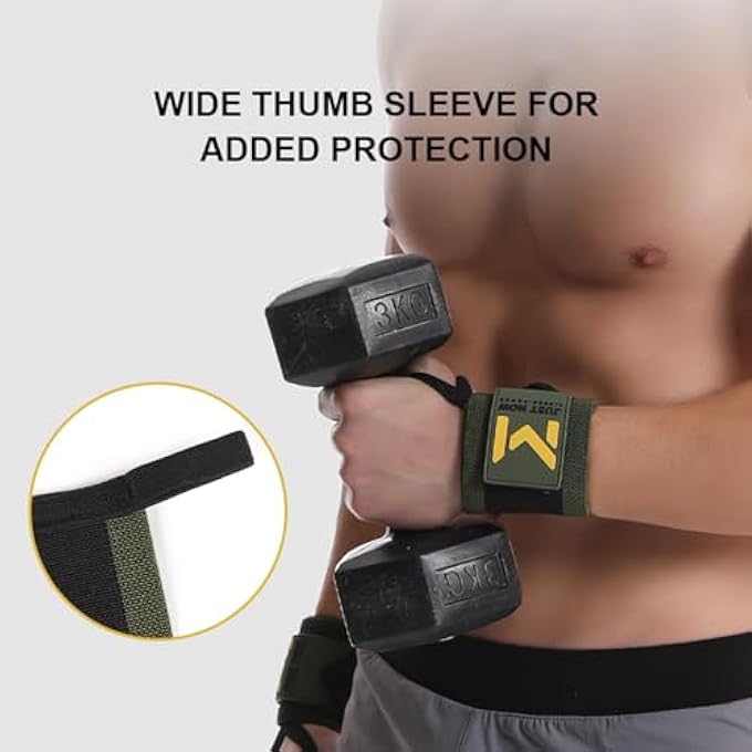 Maseda Pro-Grade Weightlifting Wrist Wraps (24") For Gym, Strength Training, And Powerlifting(1 Pair) -Heavy-Duty Thumb Loop Straps For Maximum Wrist Support In Bodybuilding (Green&Black) - Image 4