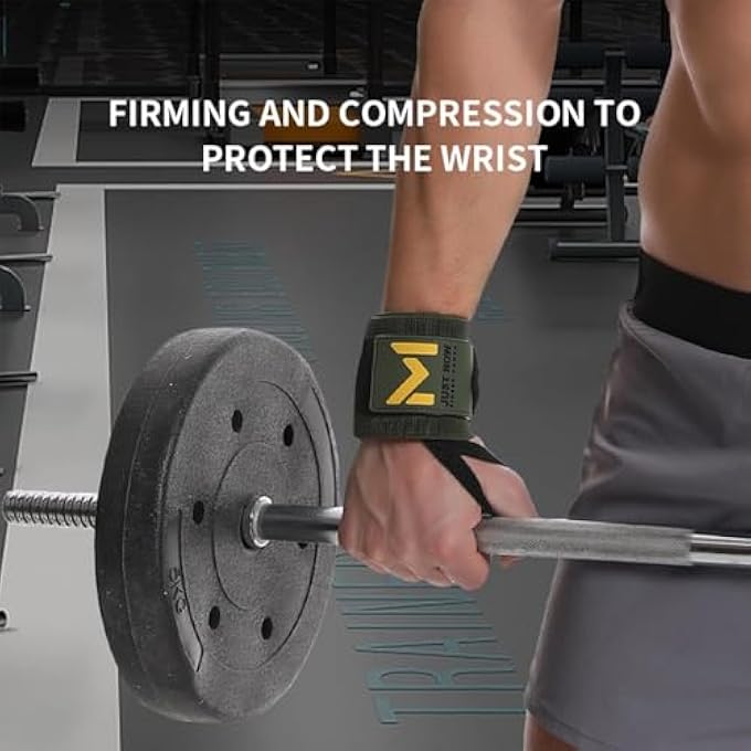 Maseda Pro-Grade Weightlifting Wrist Wraps (24") For Gym, Strength Training, And Powerlifting(1 Pair) -Heavy-Duty Thumb Loop Straps For Maximum Wrist Support In Bodybuilding (Green&Black) - Image 3