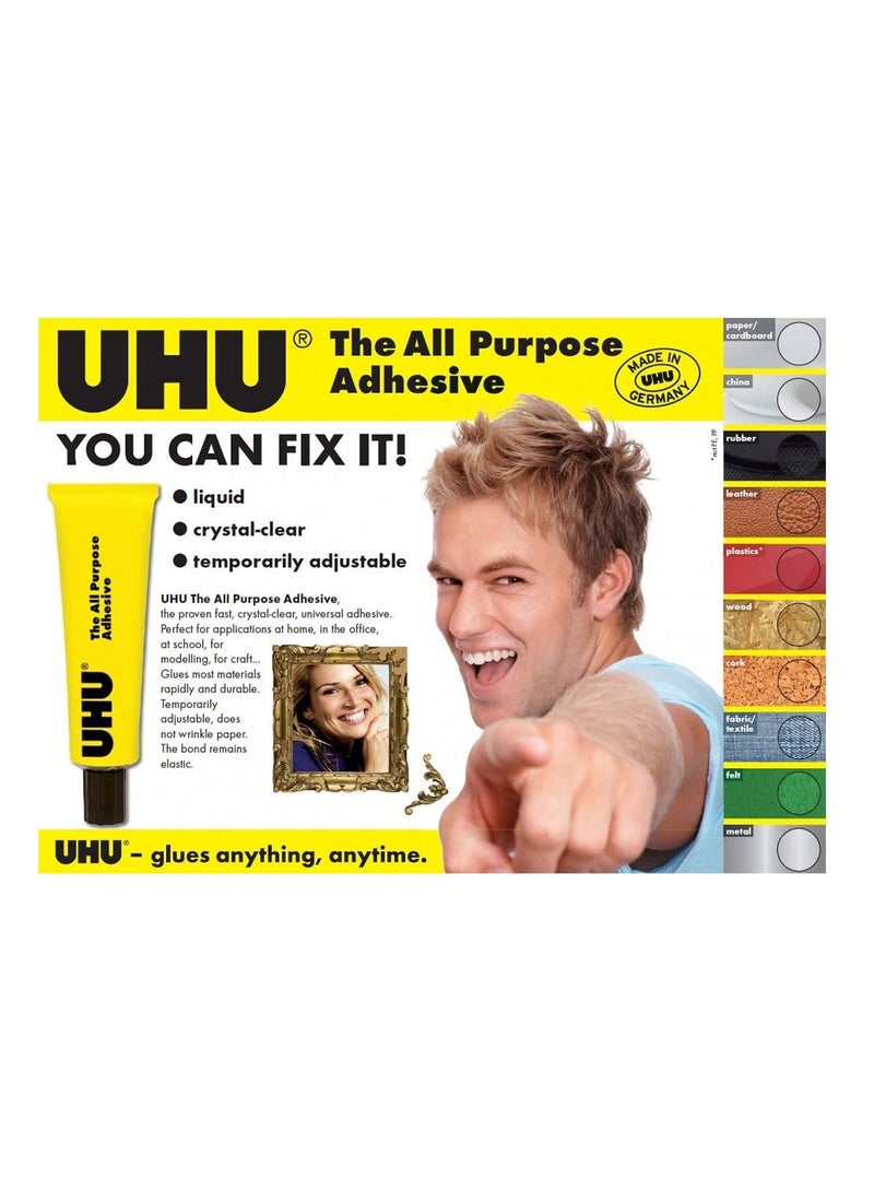 UHU غراء لاصق متعدد الأغراض، 125 مل شفاف - Image 3