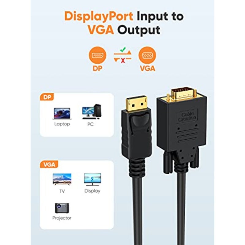 For desktop monitors and projectors, copper with gold plating, black, 1.8-meter cable with stable signal transmission - Image 4