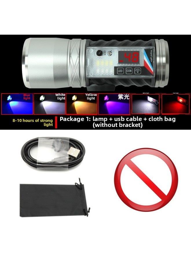 New Smart Six Light Source Night Fishing Lamp USB Mobile Phone Rechargeable Battery Removable T6 Blue Light Fishing Lamp 