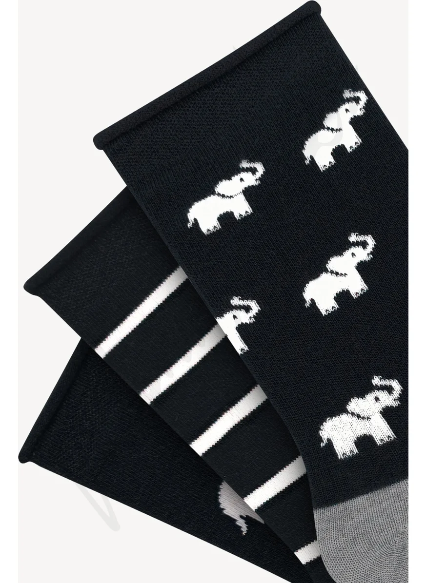 Mono Socks 3 Pack Elephant Patterned Elasticless Bamboo Socks