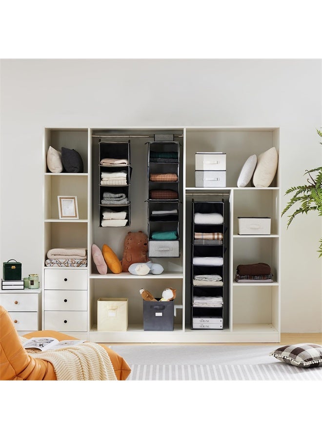 HOMESTAR 5 Tier Hanging Closet Organizer, Hanging Storage Organizer, Wardrobe Hanging Organizer, Portable Hanging Closet Shelf Organizer, Fabric Hanging Shelves for Clothes, Black - Image 2