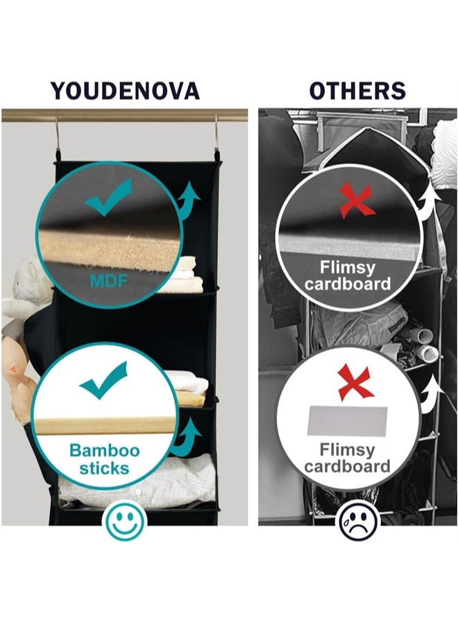 HOMESTAR 5 Tier Hanging Closet Organizer, Hanging Storage Organizer, Wardrobe Hanging Organizer, Portable Hanging Closet Shelf Organizer, Fabric Hanging Shelves for Clothes, Black - Image 3