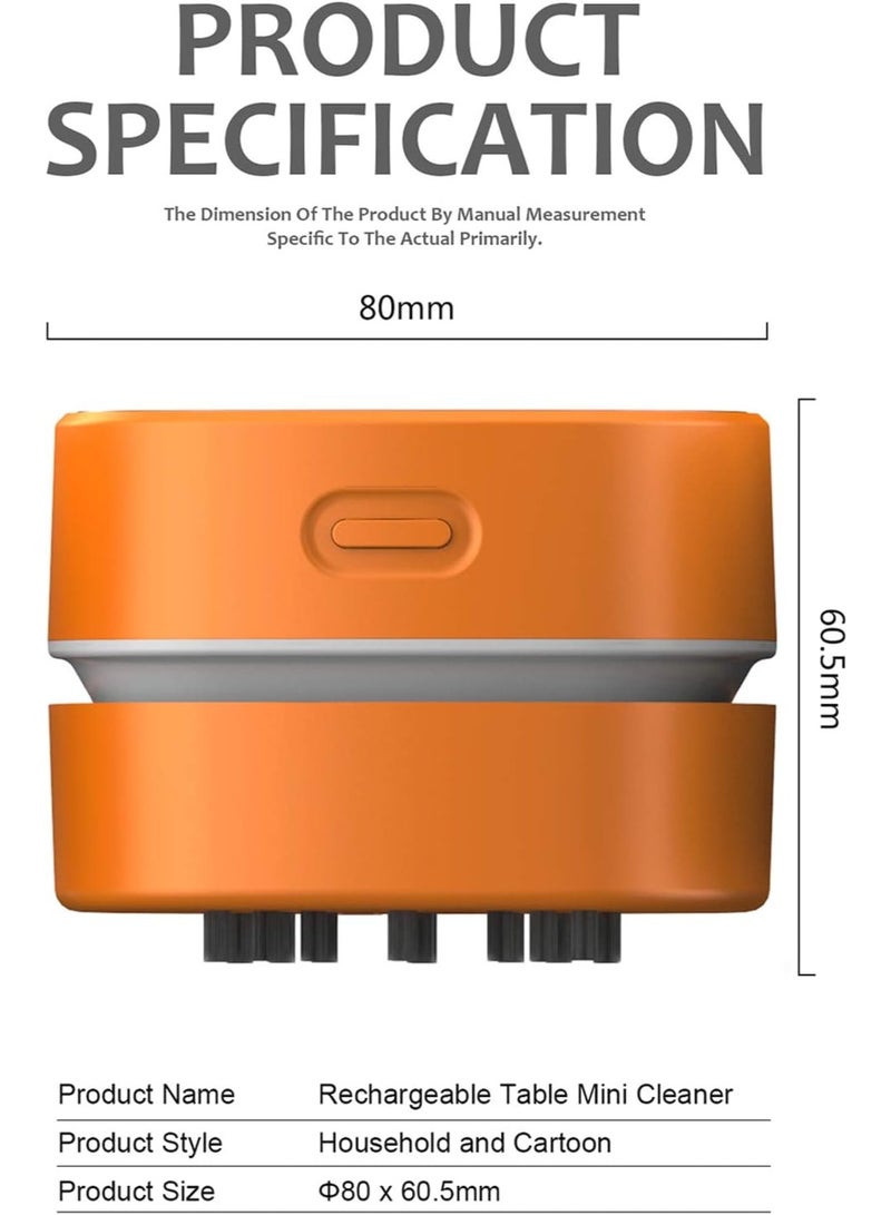 Bukela Desktop Vacuum Cleaner,Mini Table dust Sweeper Energy Saving with auto Power-Off Function,High Endurance up to 400 mins,Cordless&360º Rotatable Design for Keyboard/Office(Orange Charging) - Image 2