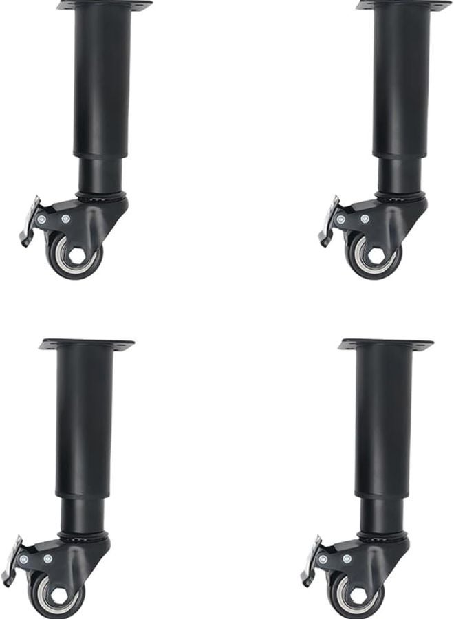 4 قطع أرجل أثاث معدنية قابلة للتعديل متينة مع عجلات دوارة 18.5 سم - Image 5