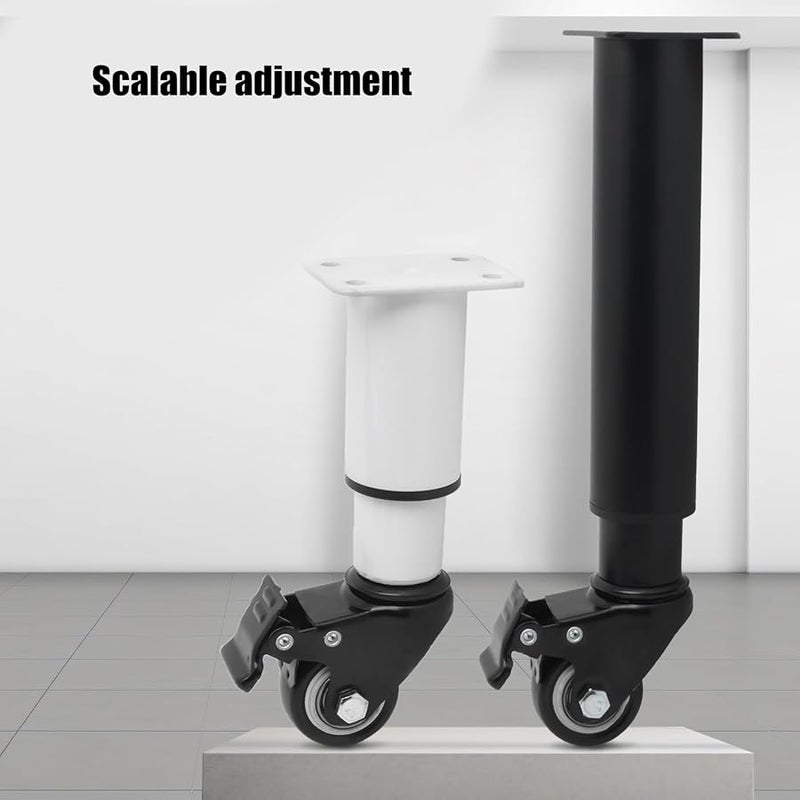 4 قطع أرجل أثاث معدنية قابلة للتعديل متينة مع عجلات دوارة 18.5 سم - Image 4