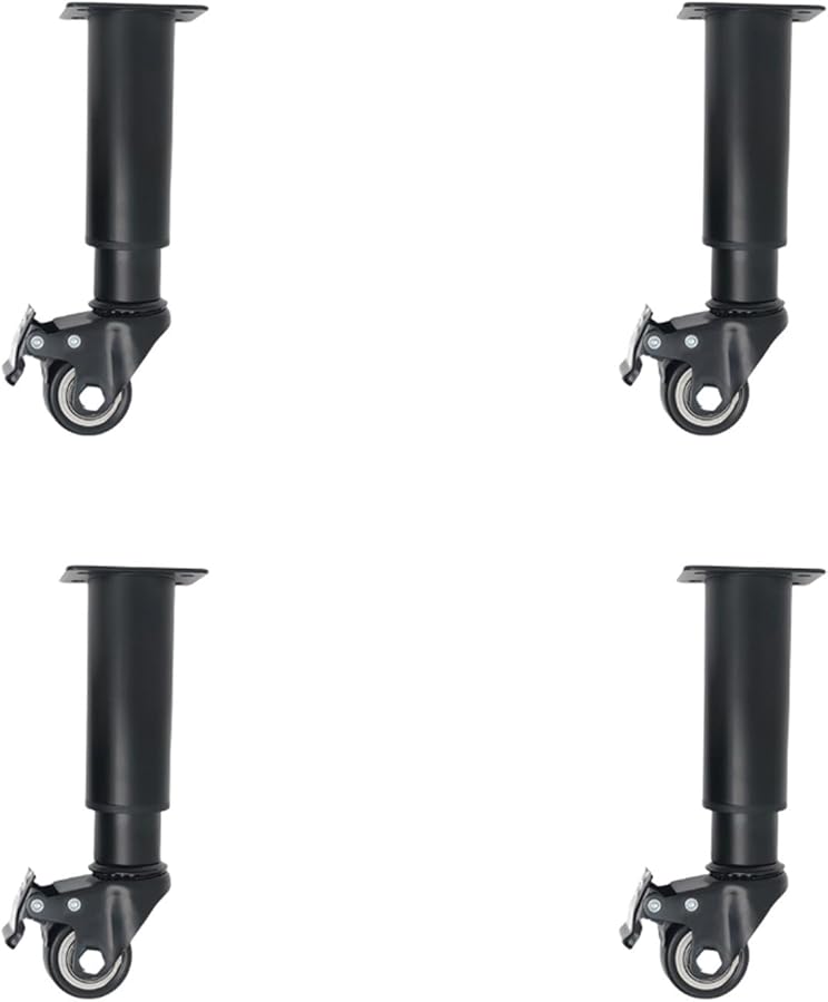 4 قطع أرجل أثاث معدنية قابلة للتعديل متينة مع عجلات دوارة 18.5 سم - Image 1