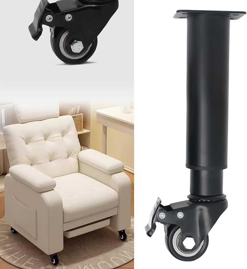 4 قطع أرجل أثاث معدنية قابلة للتعديل متينة مع عجلات دوارة 18.5 سم - Image 3