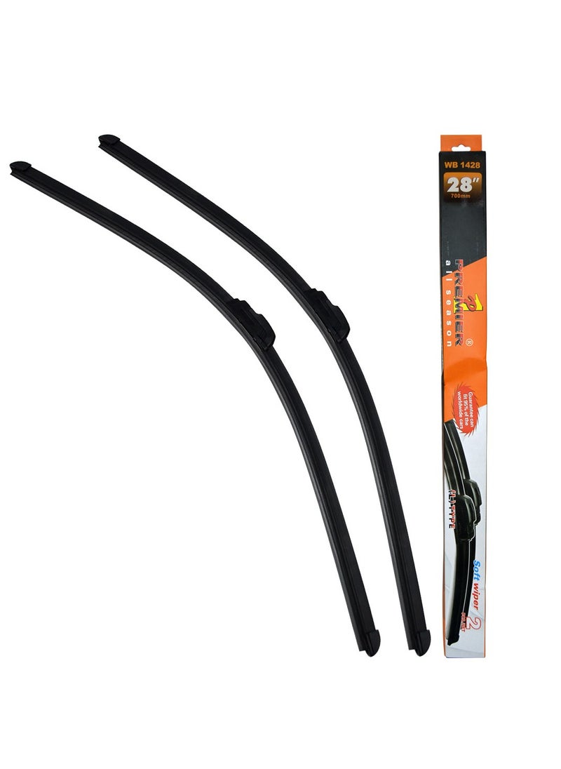 Al Khateeb Universal Car Soft Wiper Blade Frameless "L Type" 700Mm/28" 2Pcs/Box 