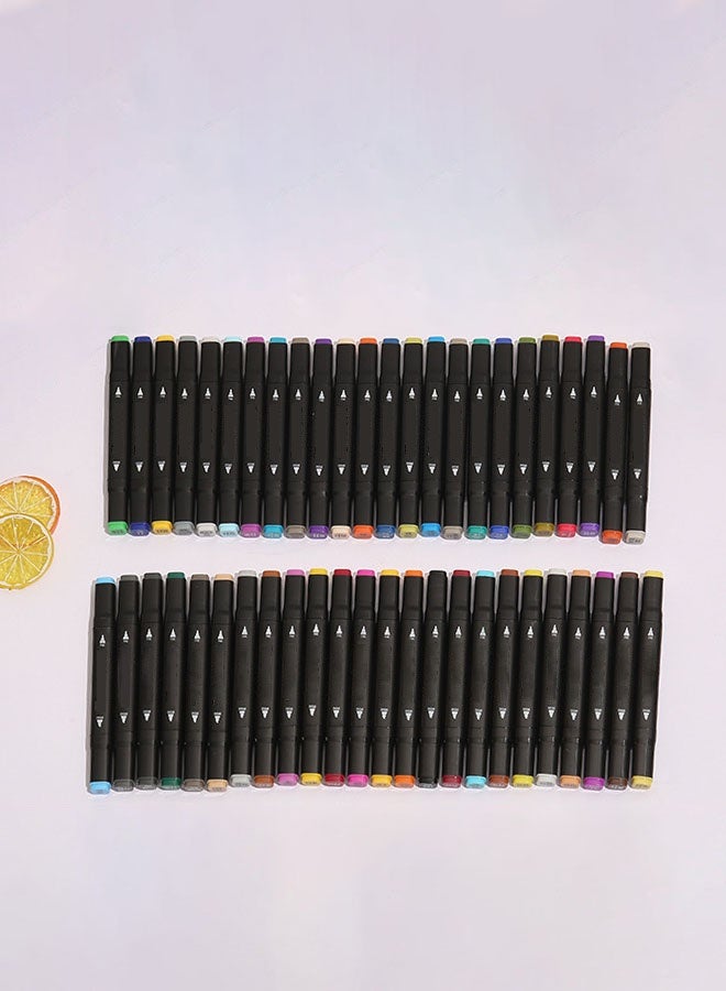 مجموعة رسم مزدوجة الرأس بـ 80 لونًا من أقلام التلوين للرسم والتلوين والتخطيط وتصميم الرسوم المتحركة وأقلام فرشاة الألوان المائية بأطراف مزدوجة لأعمال الفن للأطفال والبالغين (متعددة الألوان) - Image 3