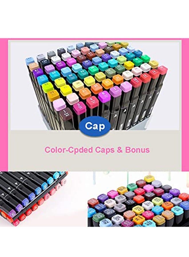 مجموعة رسم مزدوجة الرأس بـ 80 لونًا من أقلام التلوين للرسم والتلوين والتخطيط وتصميم الرسوم المتحركة وأقلام فرشاة الألوان المائية بأطراف مزدوجة لأعمال الفن للأطفال والبالغين (متعددة الألوان) - Image 5