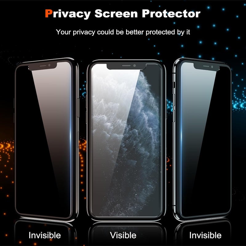 YMHML 2 Pack Compatible for iPhone 11 Pro Max/Xs Max Privacy Screen Protector Tempered Glass, Anti Spy Privacy Screen for iPhone Accessories, Case Friendly Private Film - Image 2