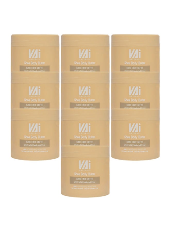 VAI 10 قطع كريم شيا بودي بنكهة لاتيه مثلج ترطيب مغذي يدوم 48 ساعة للبشرة شديدة الجفاف غني بفيتامين هـ - Image 1