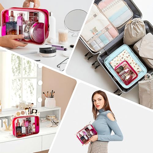 TotePrint Stadium Approved White Frame Clear Toiletry Bag 7.09x4.72x2.36inch TSA Approved Clear Organizer Bags Portable Travel Makeup Bags with Zipper for Women (White) - Image 5