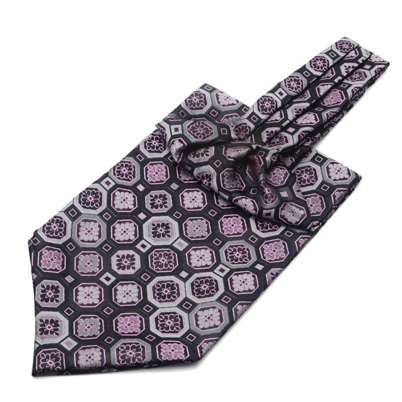 Men's Fashion Ascot Scarf W0142 Red - Bold Geometric Design Versatile Style for Formal Wear - Image 2