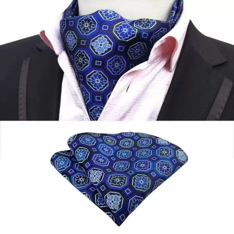 Men's Fashion Ascot Scarf W0142 Red - Bold Geometric Design Versatile Style for Formal Wear - Image 3